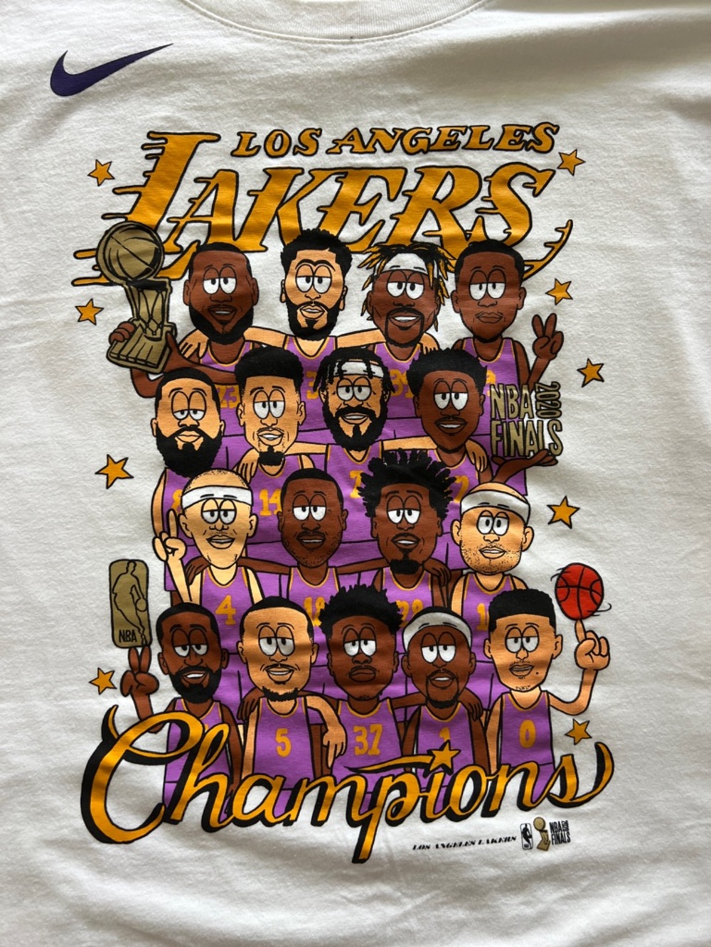 Nike Los Angeles Lakers White T-Shirt with Purple & Gold Graphic